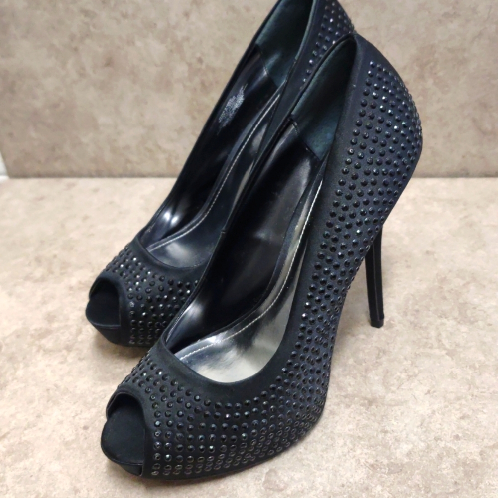 JLo Black Stiletto Heels, Size 9